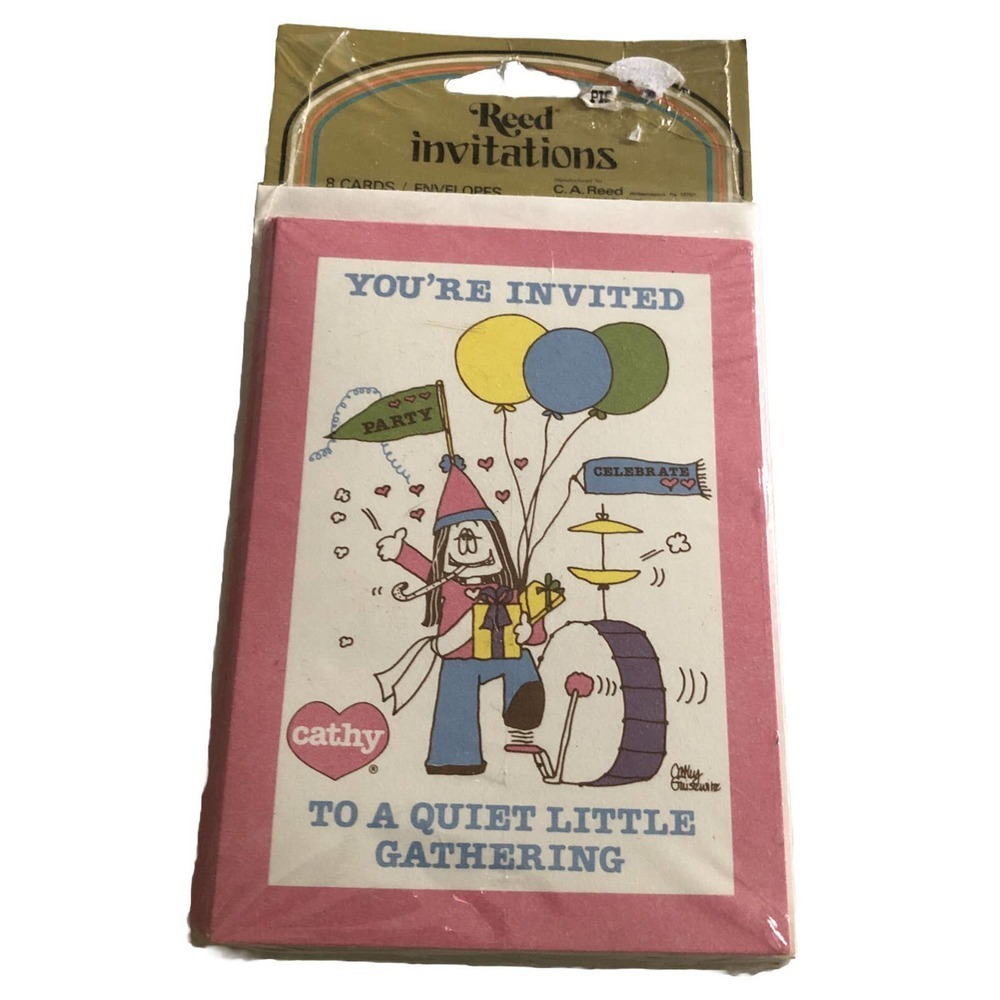 1982 Cathy Guisewite Cartoon Party 8 Invitations Quiet Little Gathering SEALED